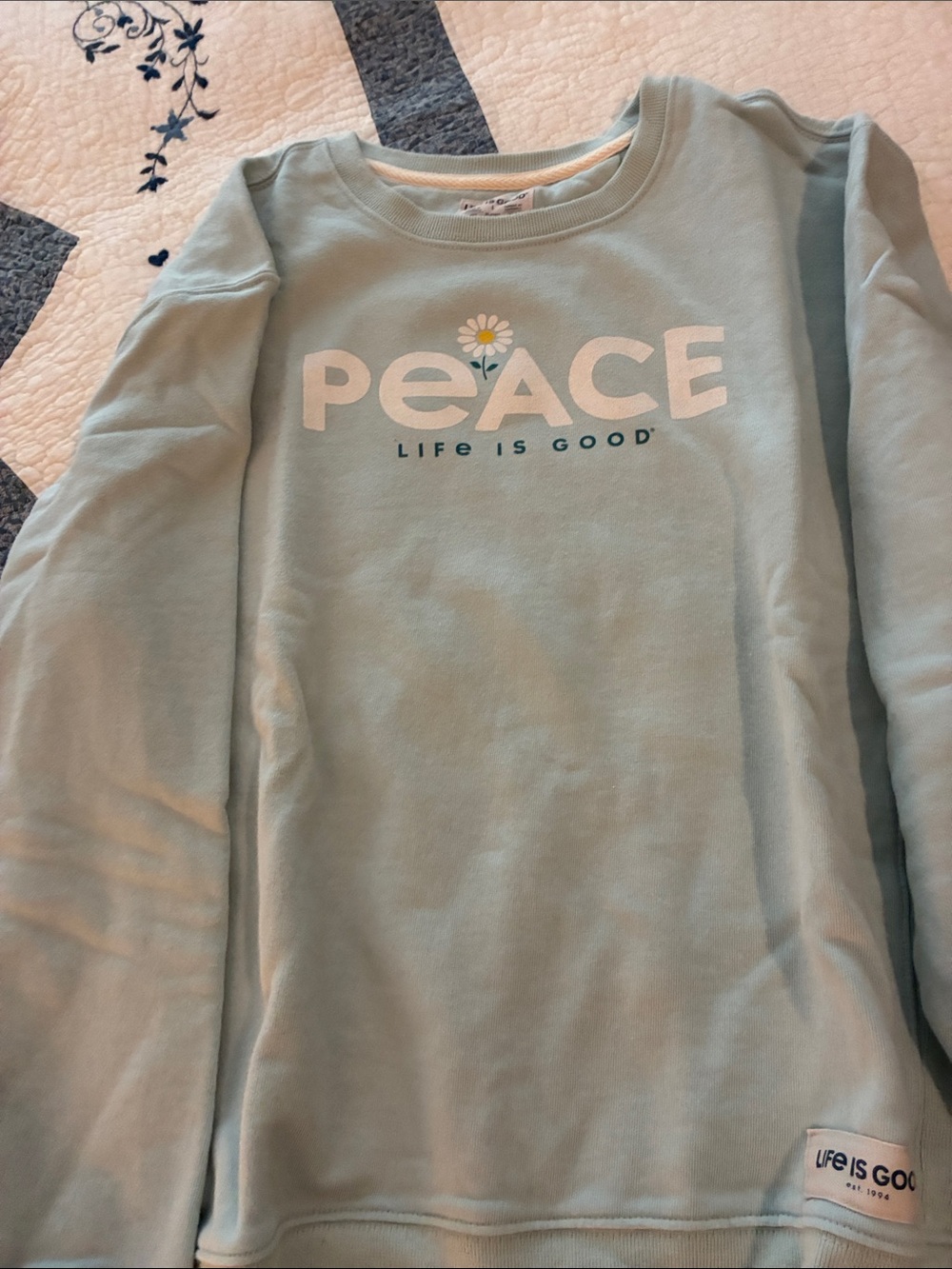 Life Is Good Light Blue 'PEACE' Daisy Sweatshirt - Kids
